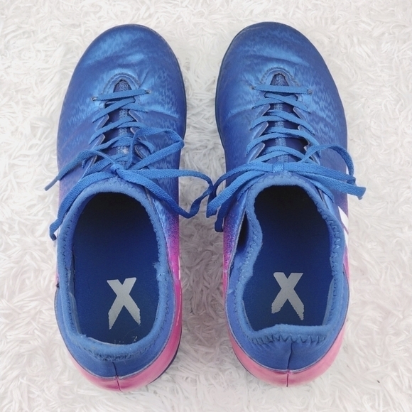Adidas X TechFit Royal Blue Round Toe Lace Up Low Top Astro Turf Football Shoe main image 12